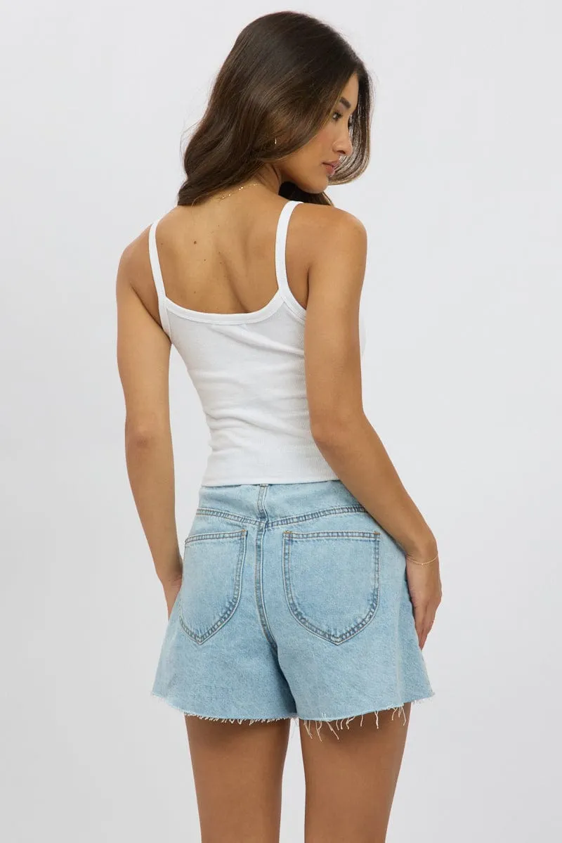 White Graphic Singlet Top
