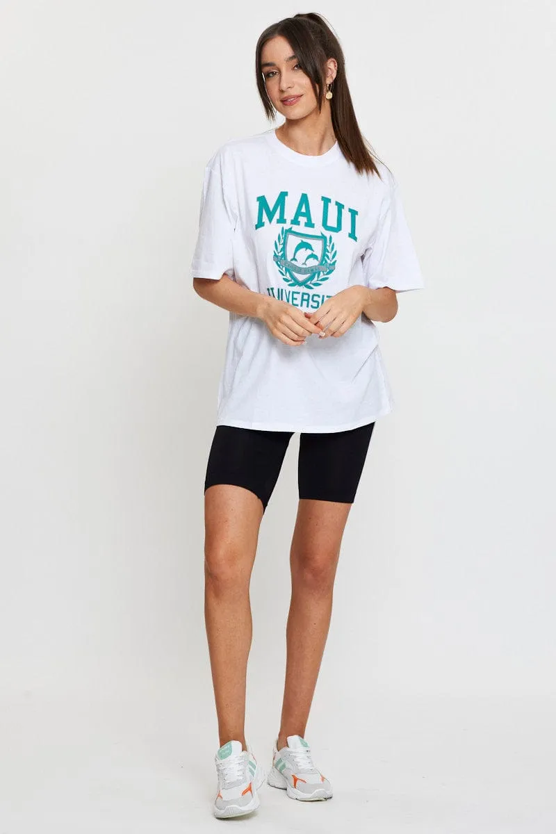 White Graphic T Shirt Short Sleeve