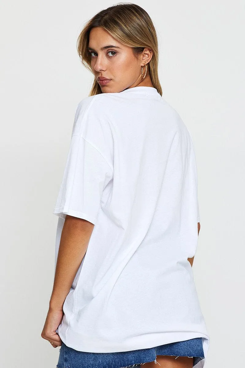 White Graphic T Shirt Short Sleeve