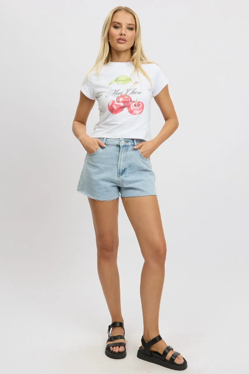 White Graphic Tee Short Sleeve