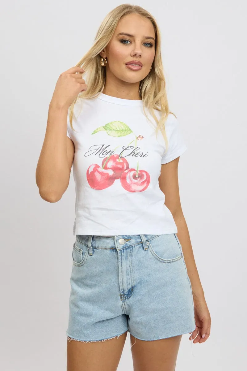 White Graphic Tee Short Sleeve