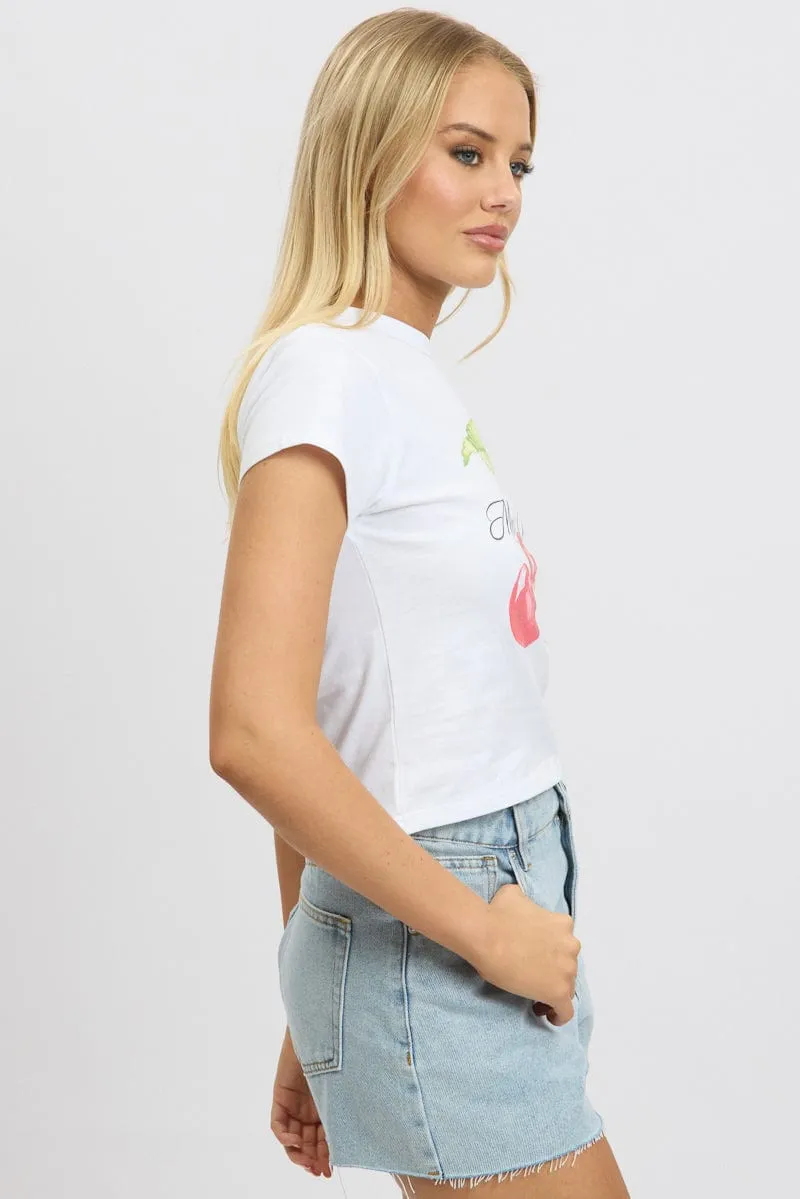 White Graphic Tee Short Sleeve