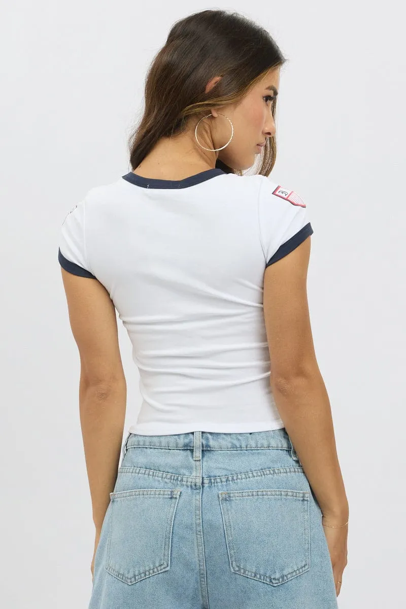 White Graphic Tee Short Sleeve
