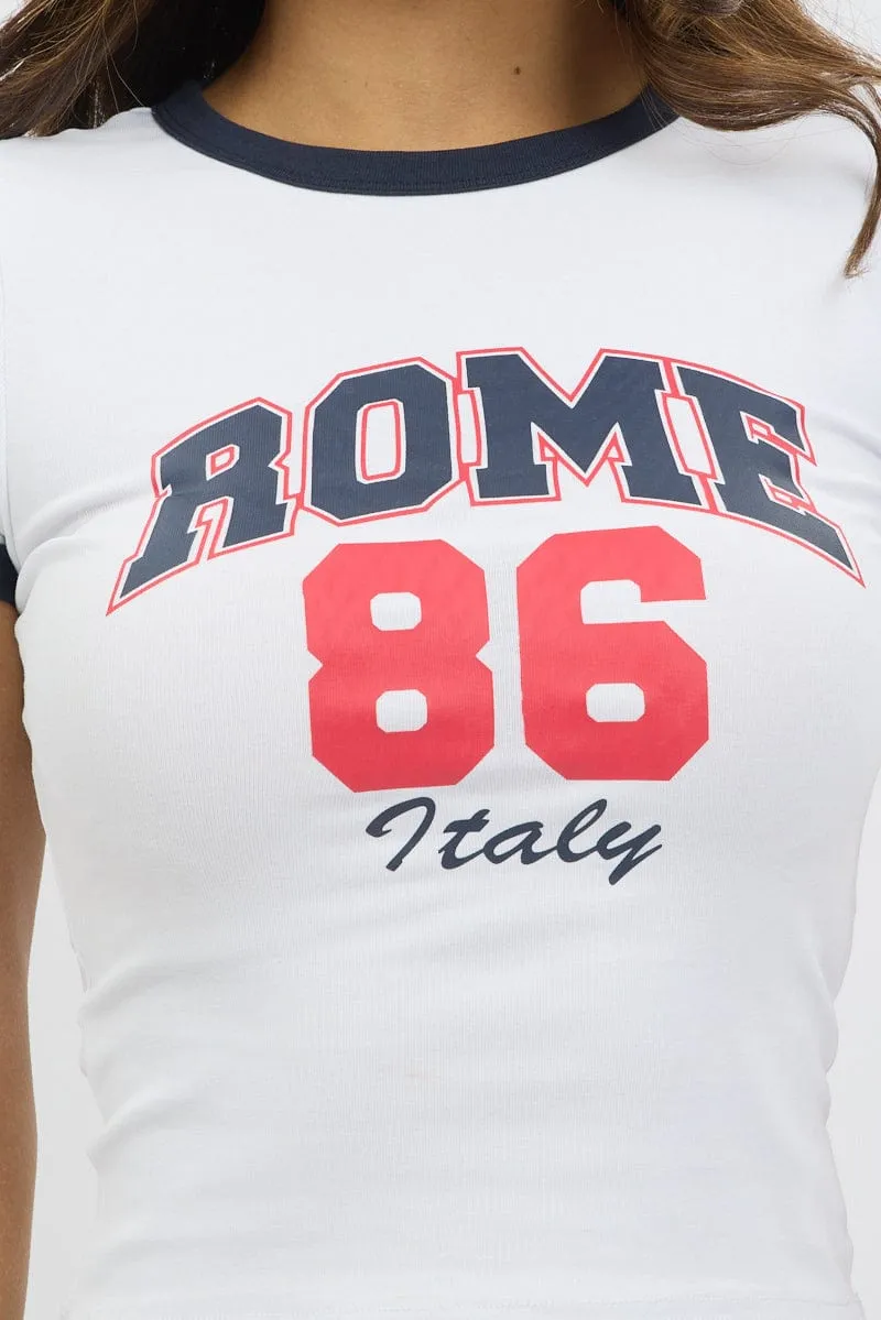 White Graphic Tee Short Sleeve