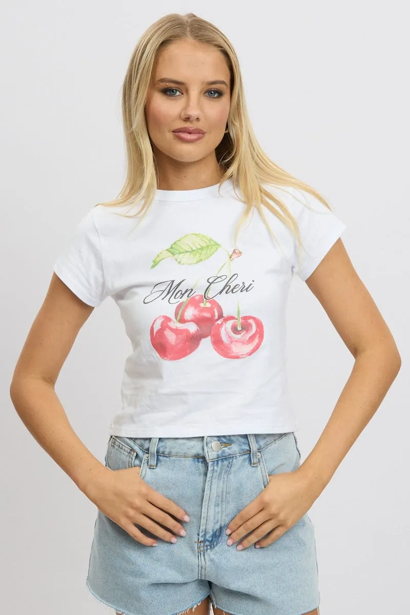 White Graphic Tee Short Sleeve