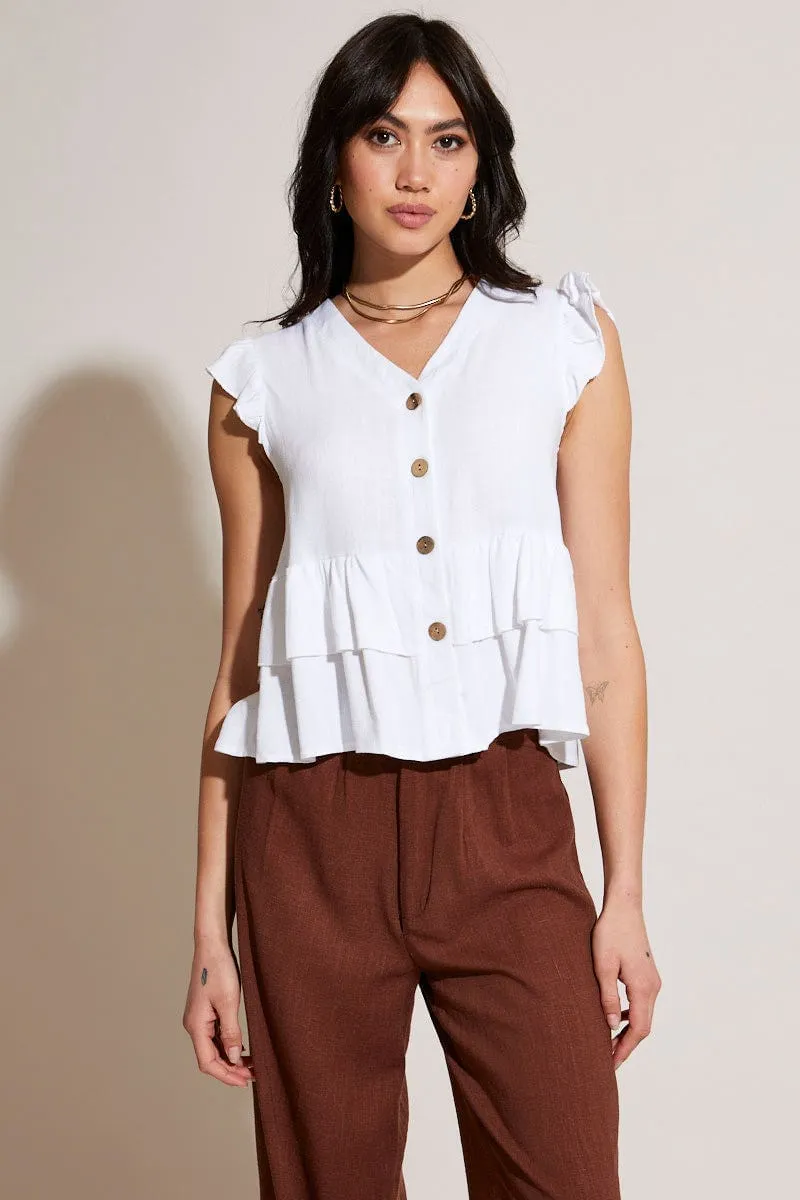 White Peplum Top Sleeveless