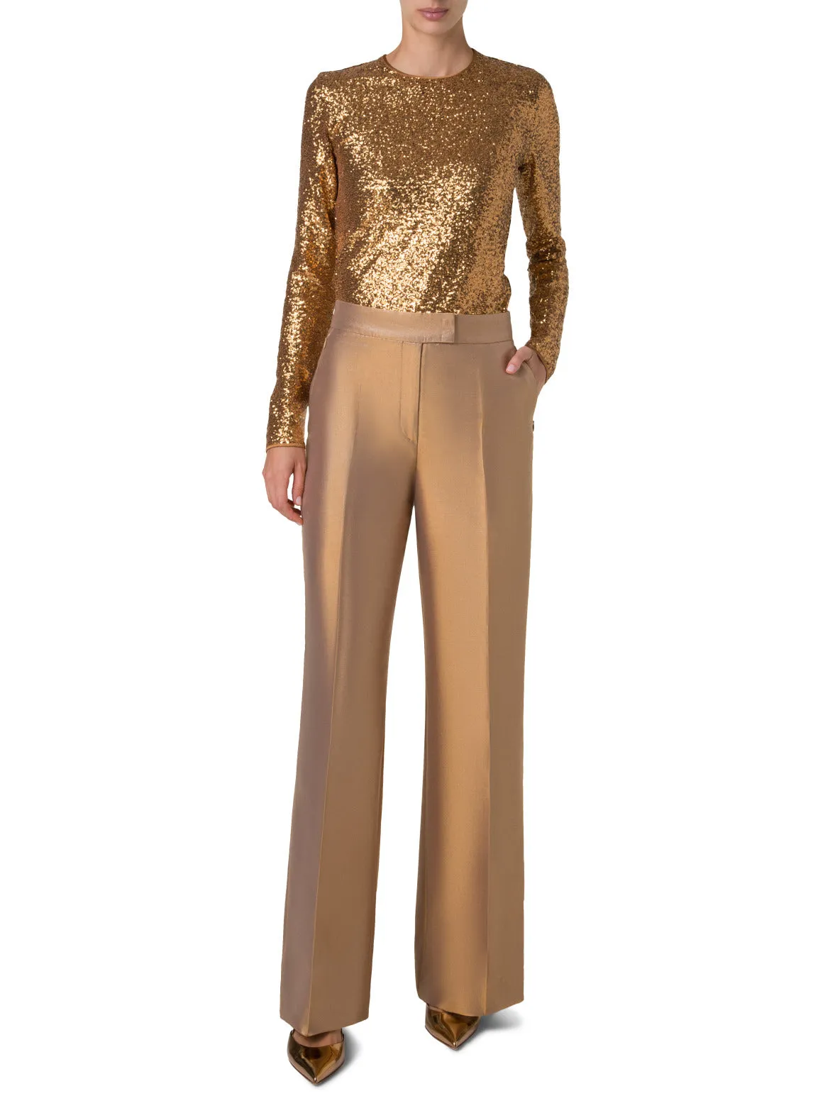 Wide Cotton and Lurex Pants