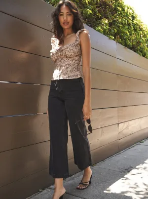 Wide Leg Flora Pant in 39 Length - Vintage Black Denim