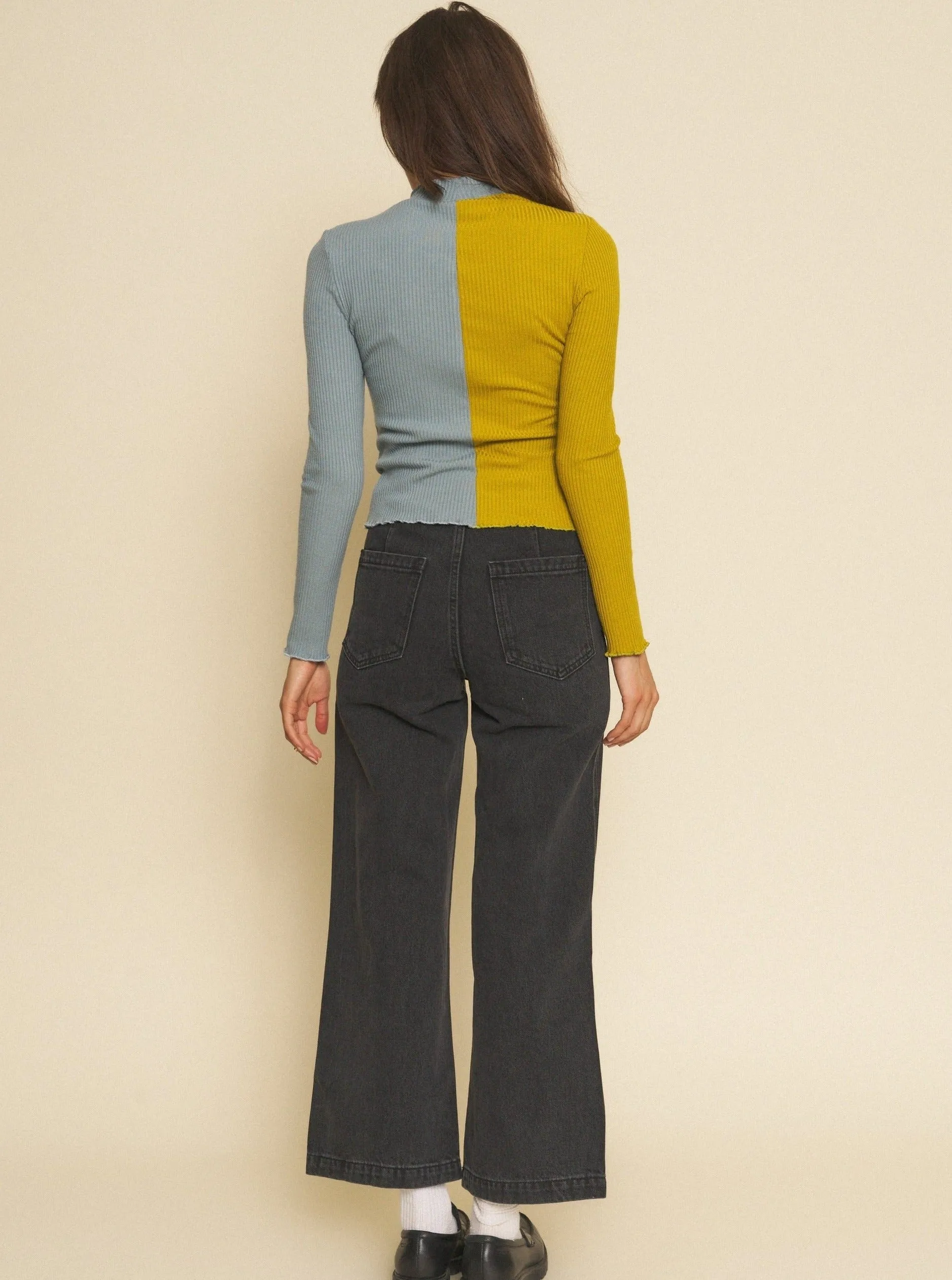 Wide Leg Flora Pant in 39 Length - Vintage Black Denim