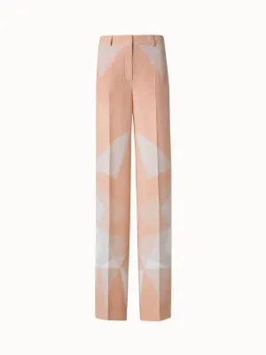 Wide Silk Pants with Chiaroscuro Print