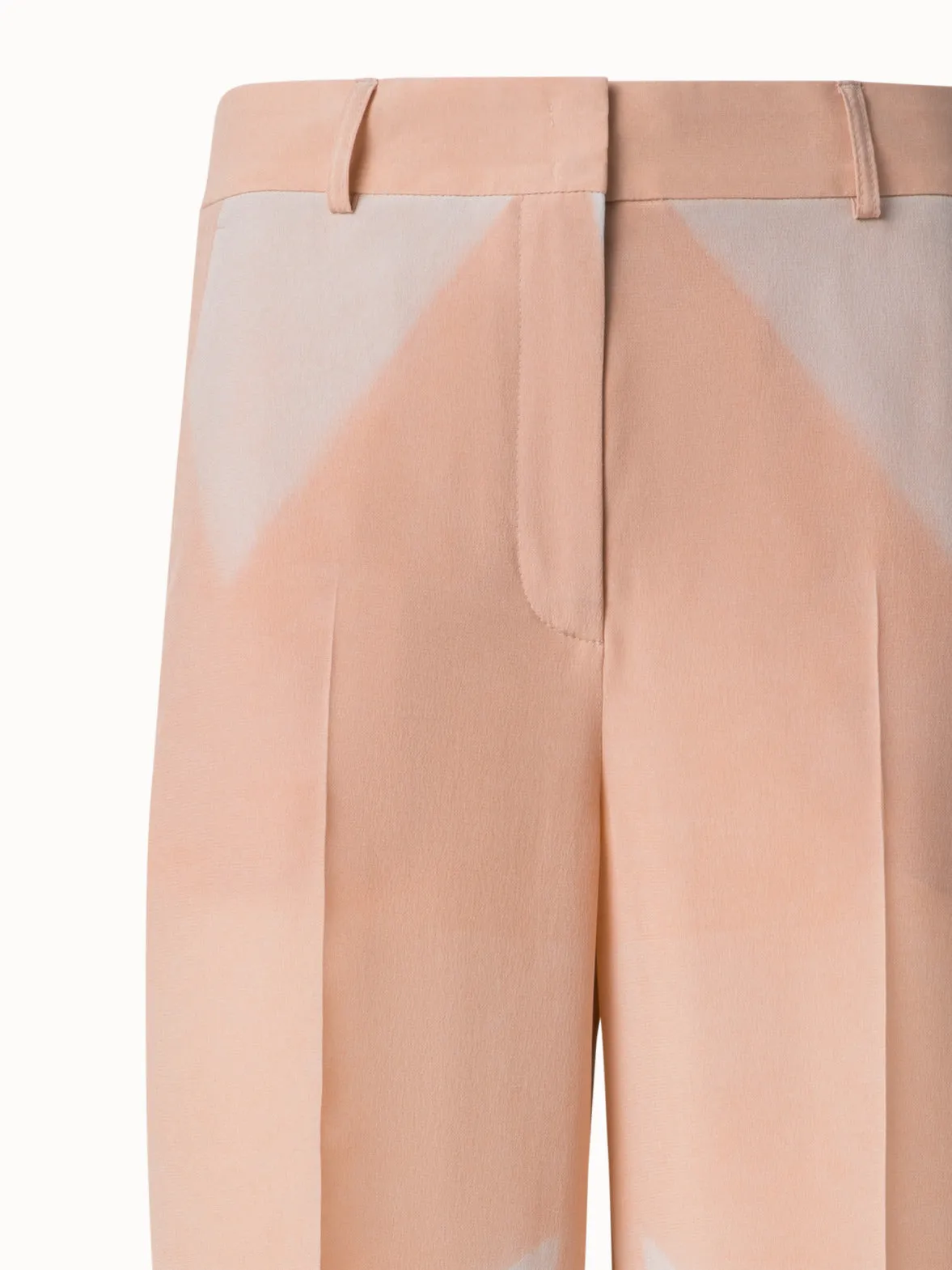 Wide Silk Pants with Chiaroscuro Print