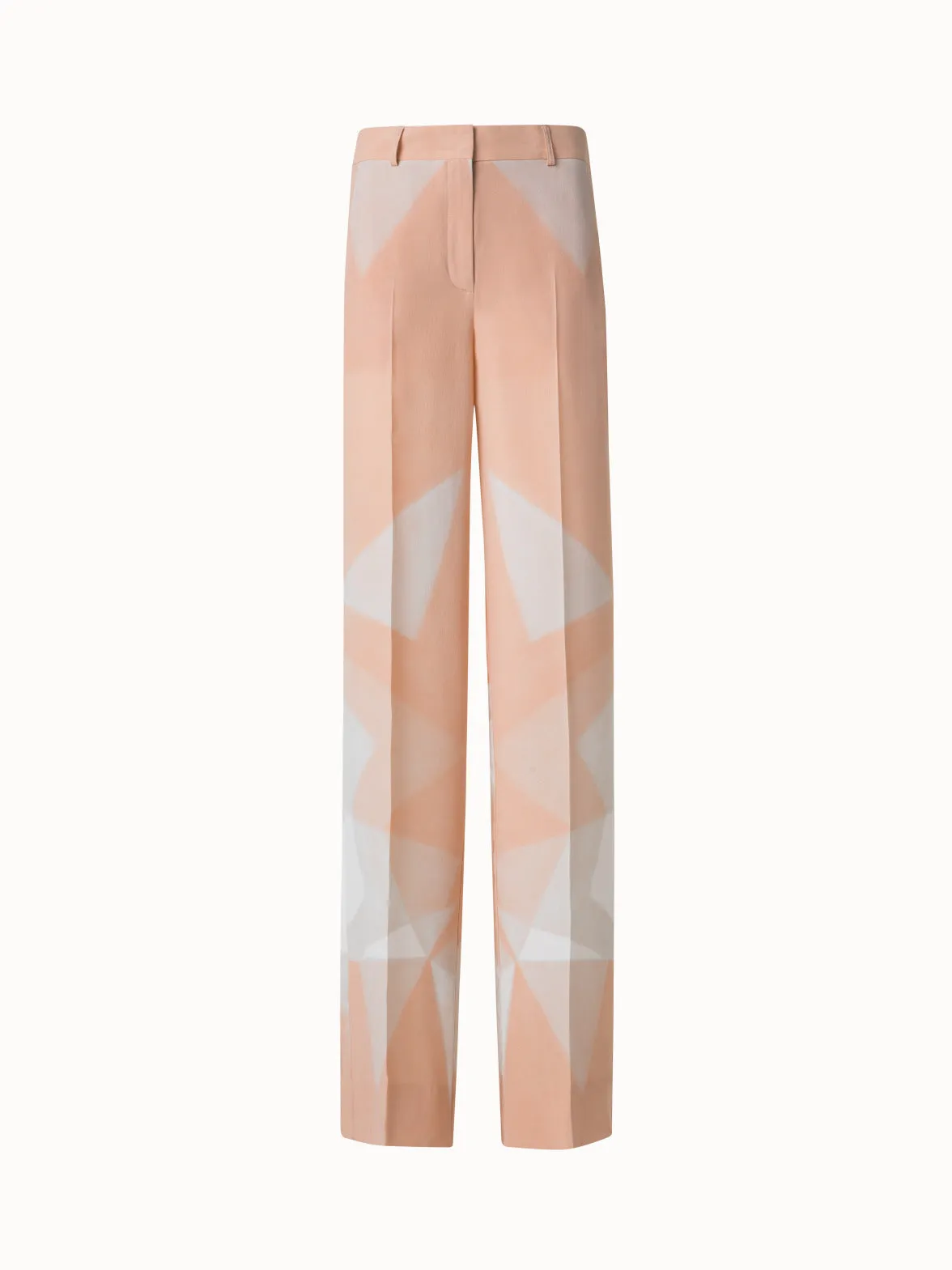 Wide Silk Pants with Chiaroscuro Print