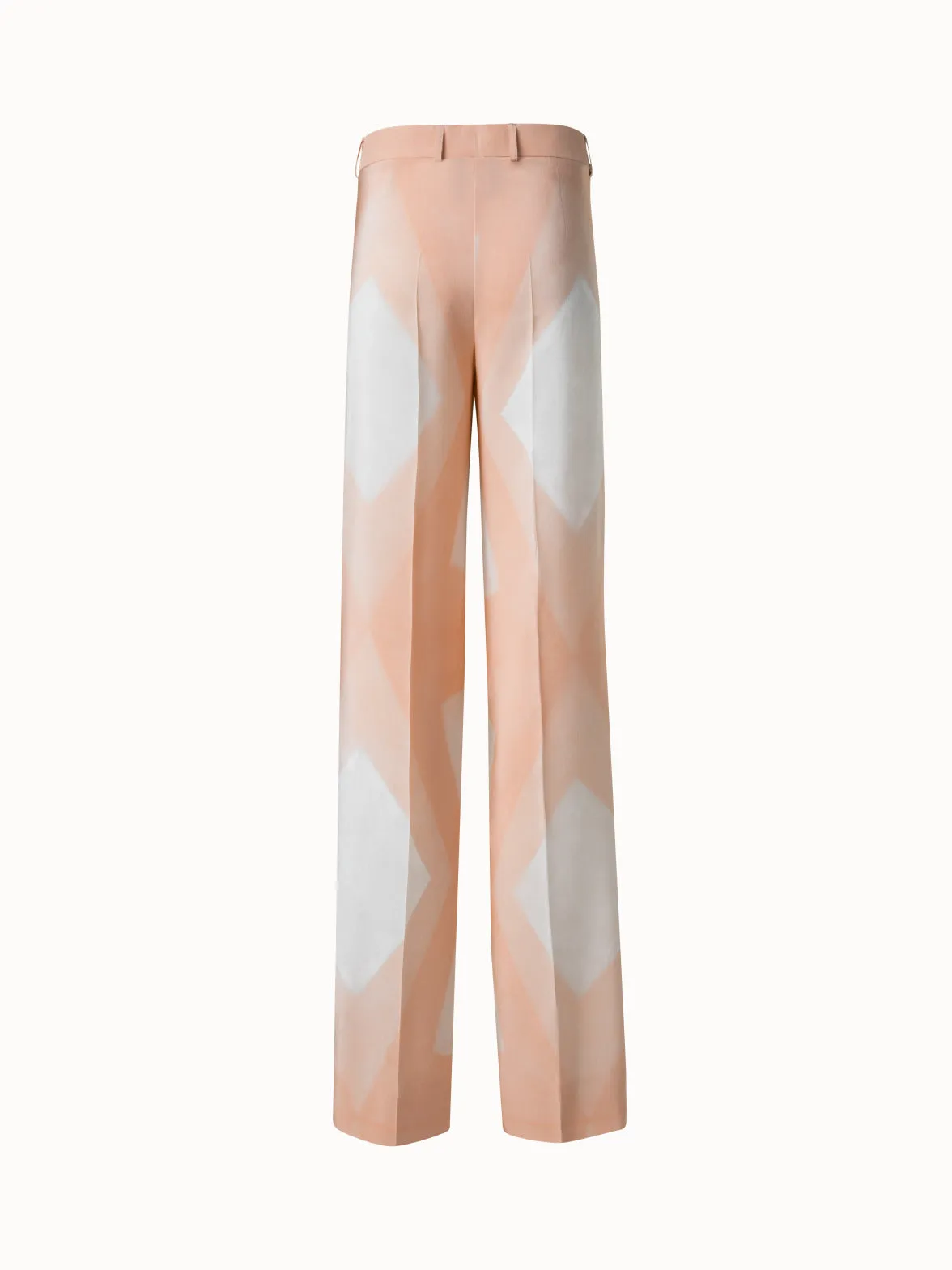 Wide Silk Pants with Chiaroscuro Print