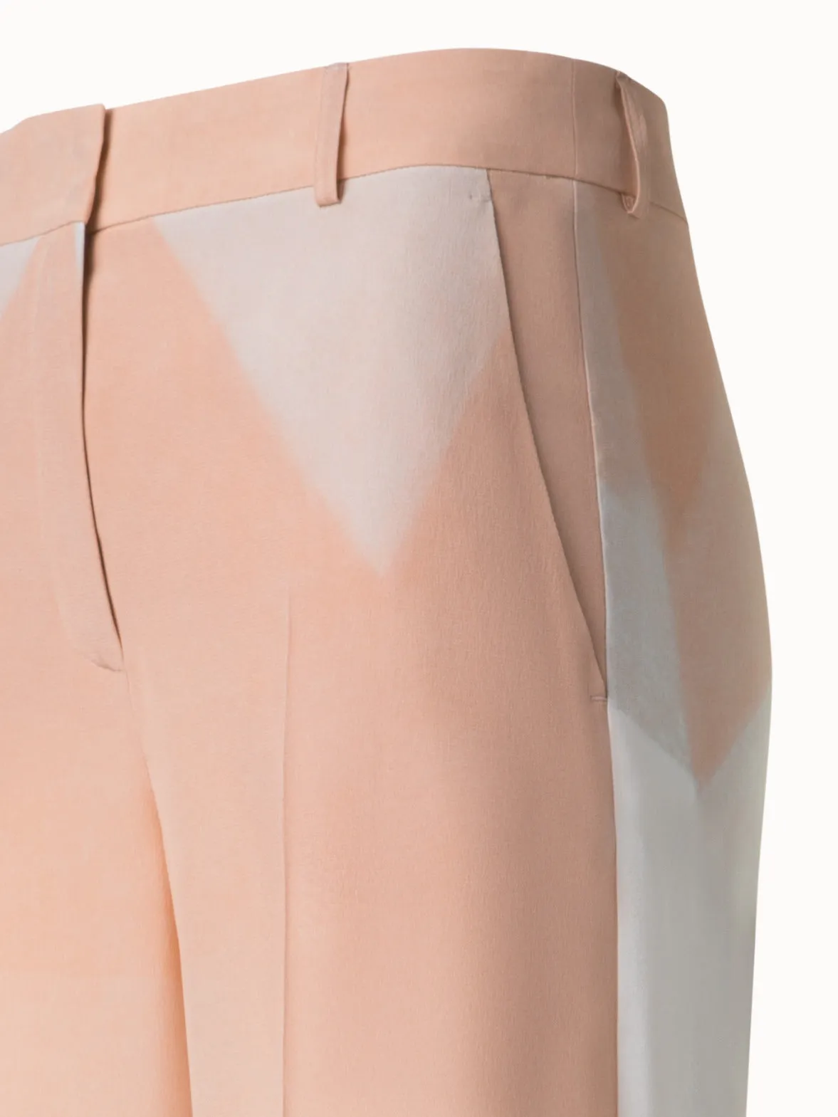 Wide Silk Pants with Chiaroscuro Print