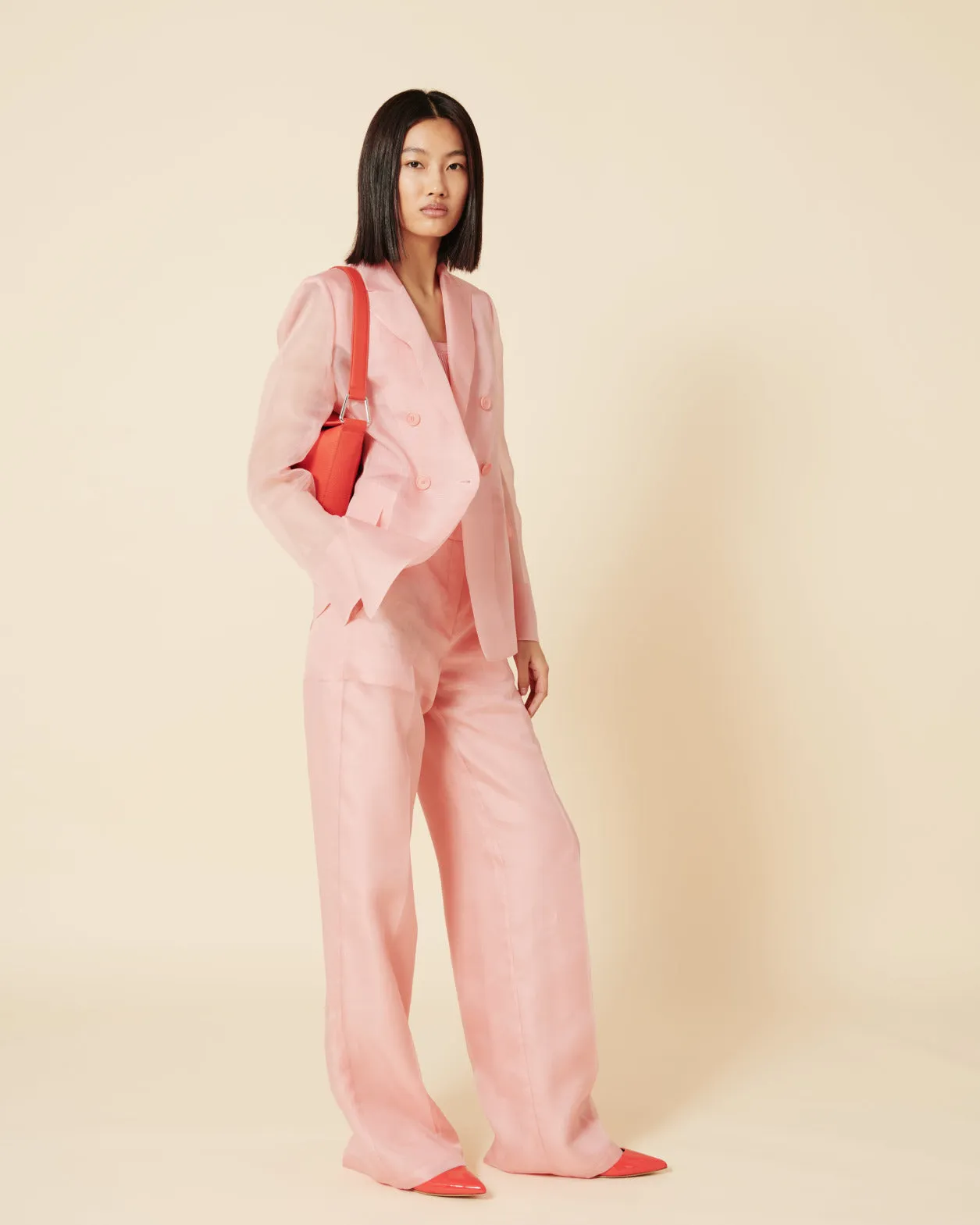 Wide Straight Silk Pants