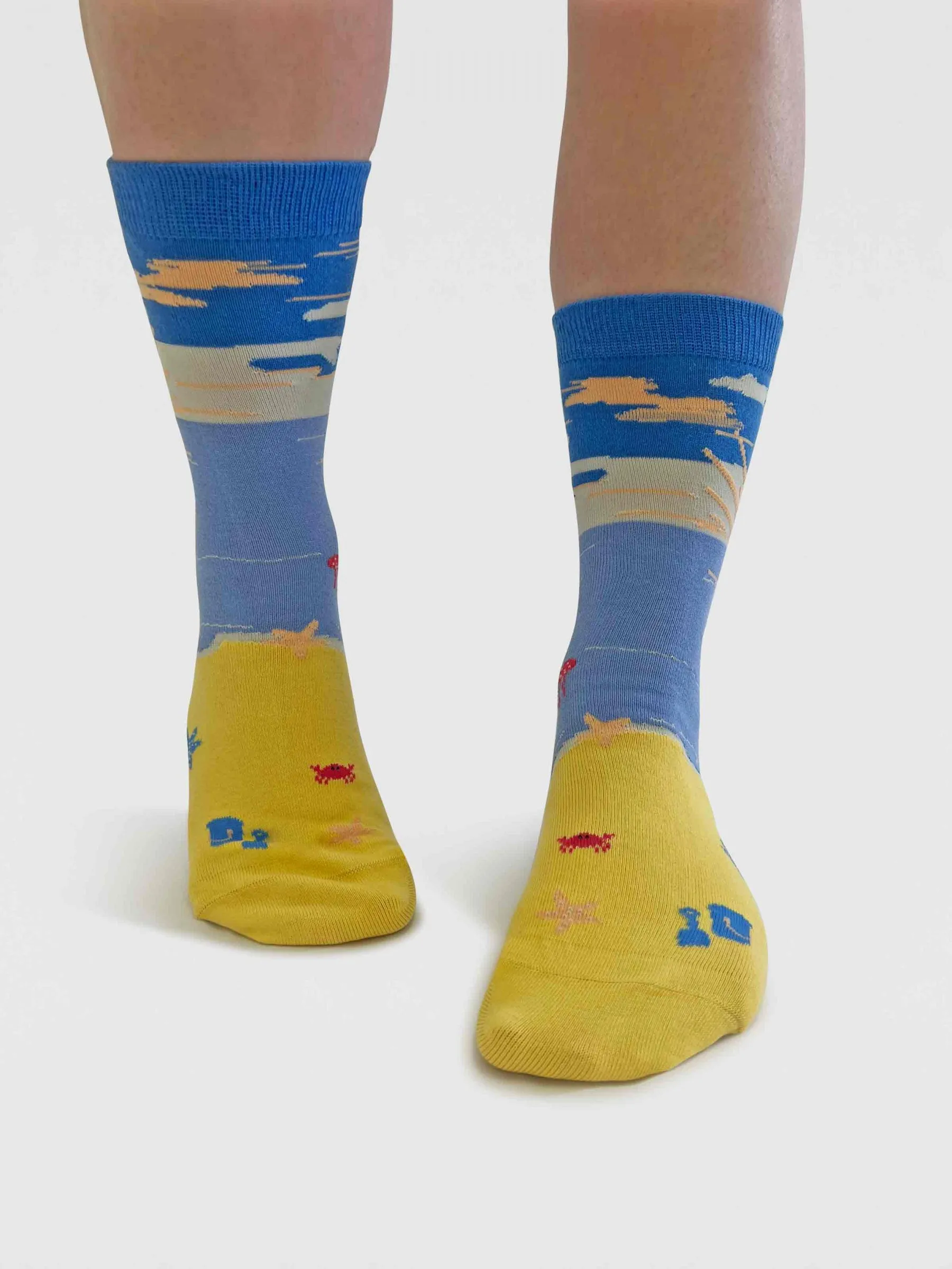 Womens Bess Beach Sunset Organic Cotton Socks - Sea Blue