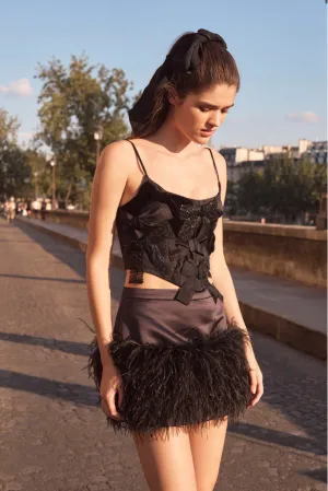 Woodley Bow Bustier Top - BLACK
