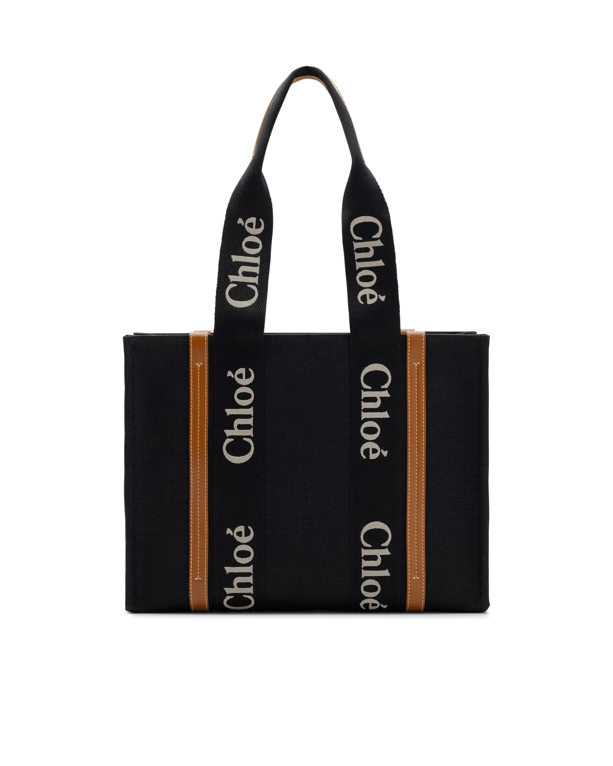 Woody Linen Leather Medium Tote Bag