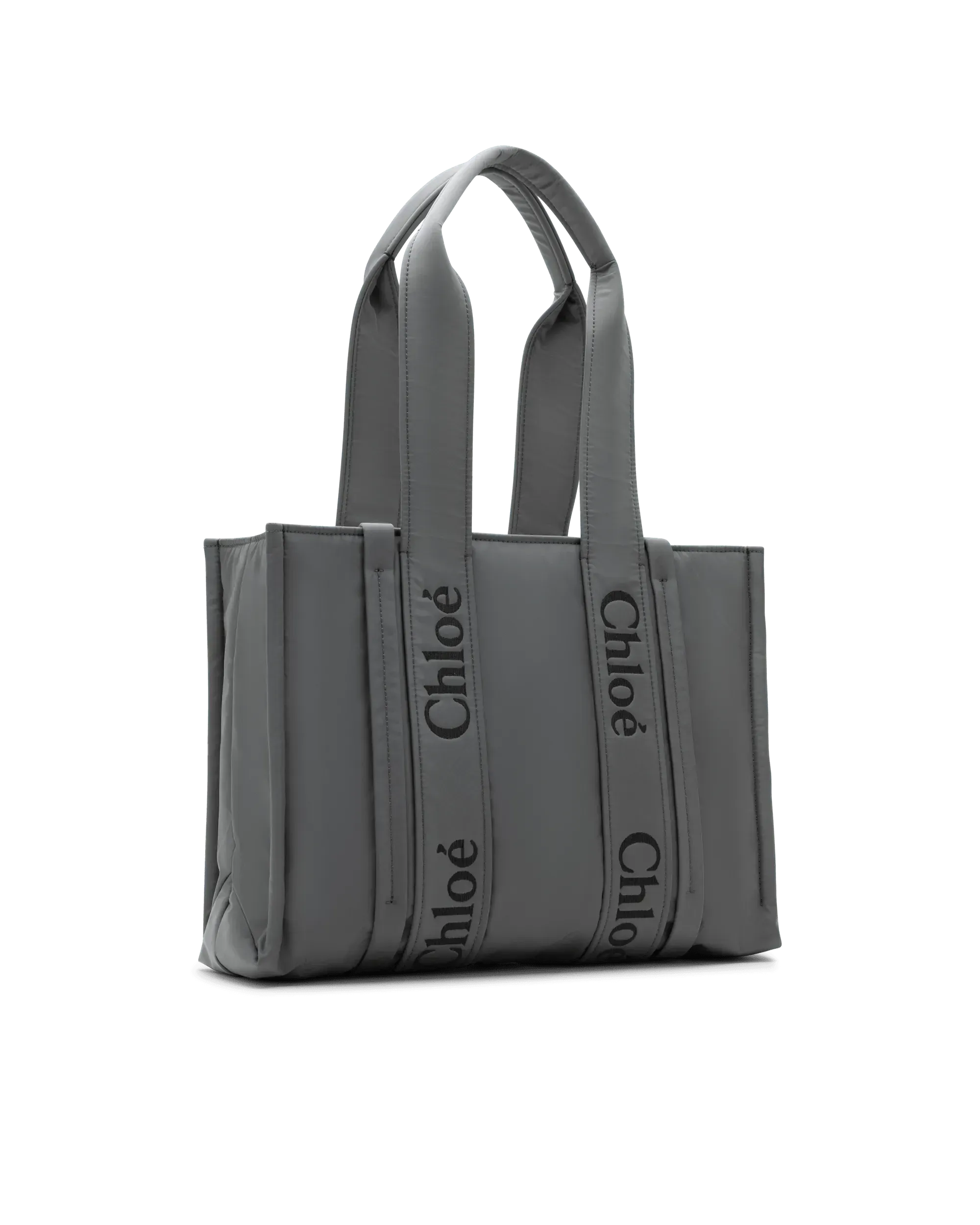 Woody Linen Leather Medium Tote Bag