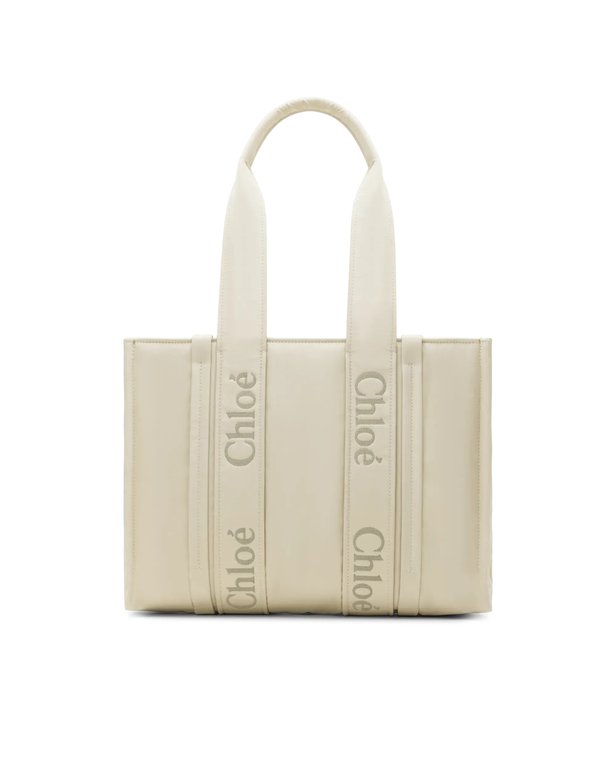 Woody Linen Leather Medium Tote Bag