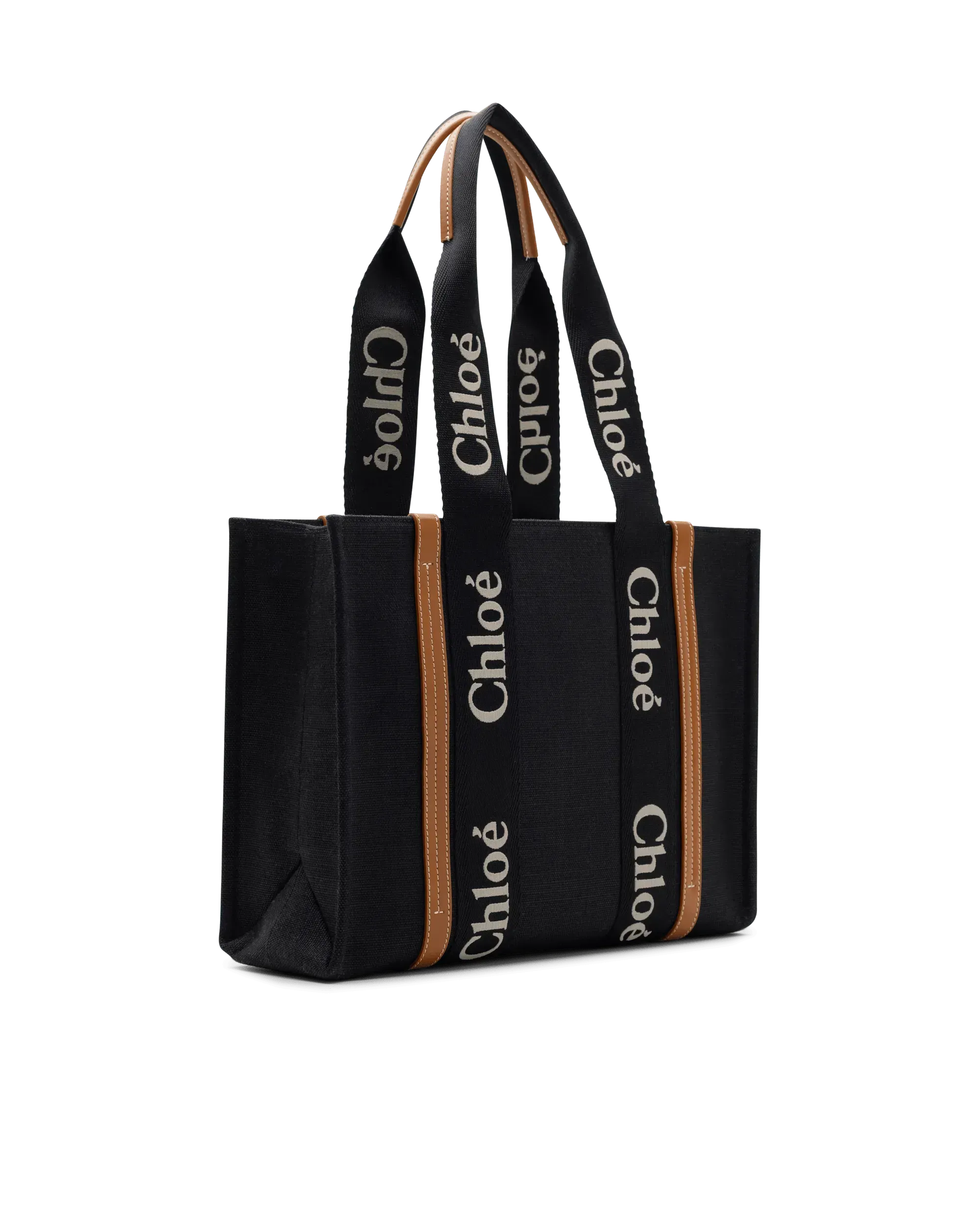 Woody Linen Leather Medium Tote Bag