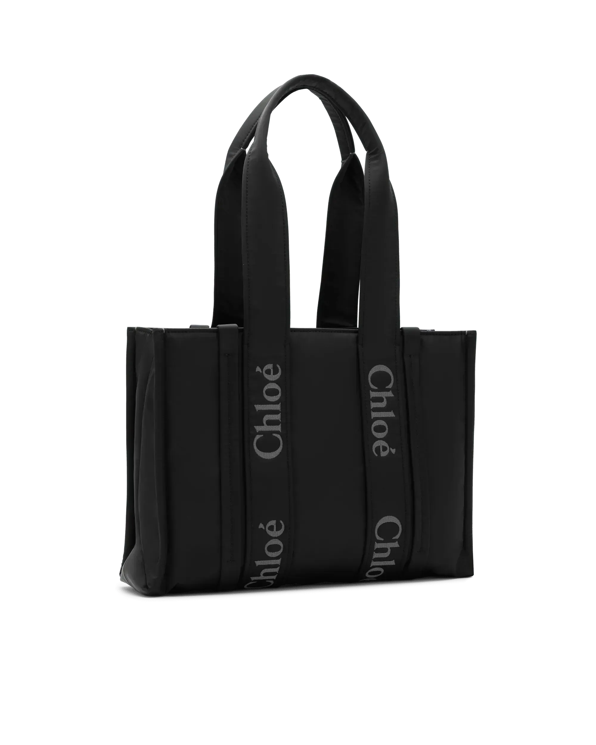 Woody Linen Leather Medium Tote Bag