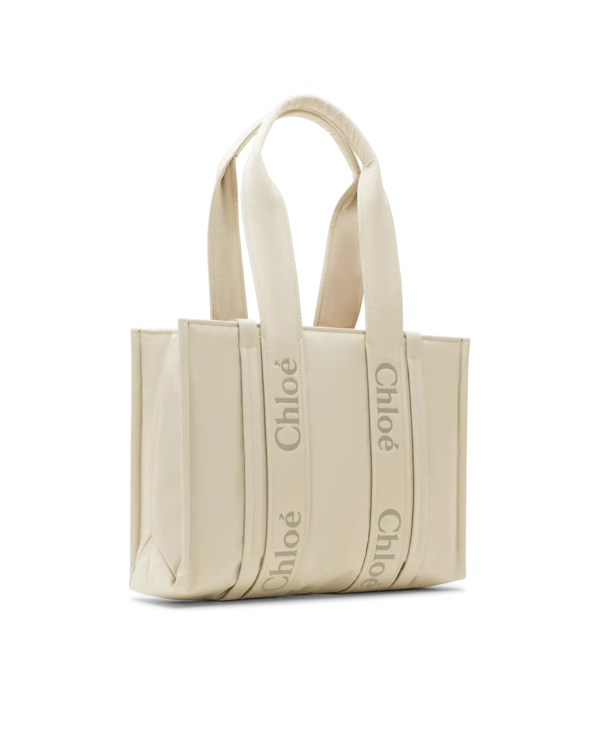 Woody Linen Leather Medium Tote Bag