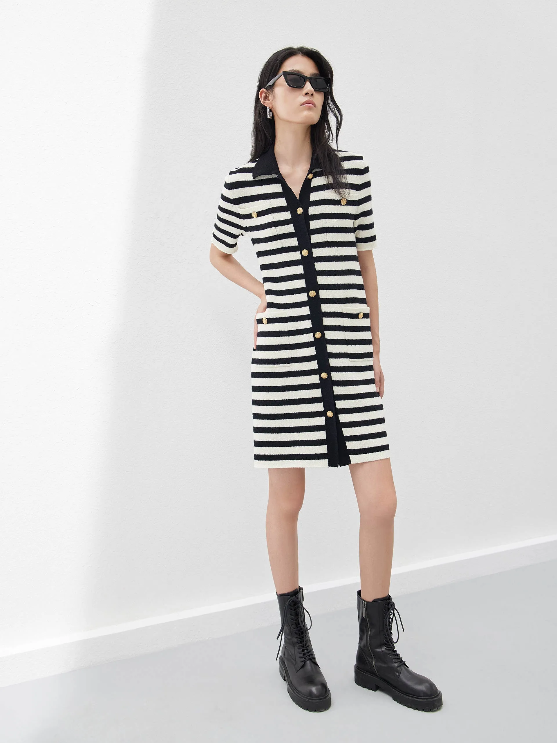 Wool Blend Striped Dress