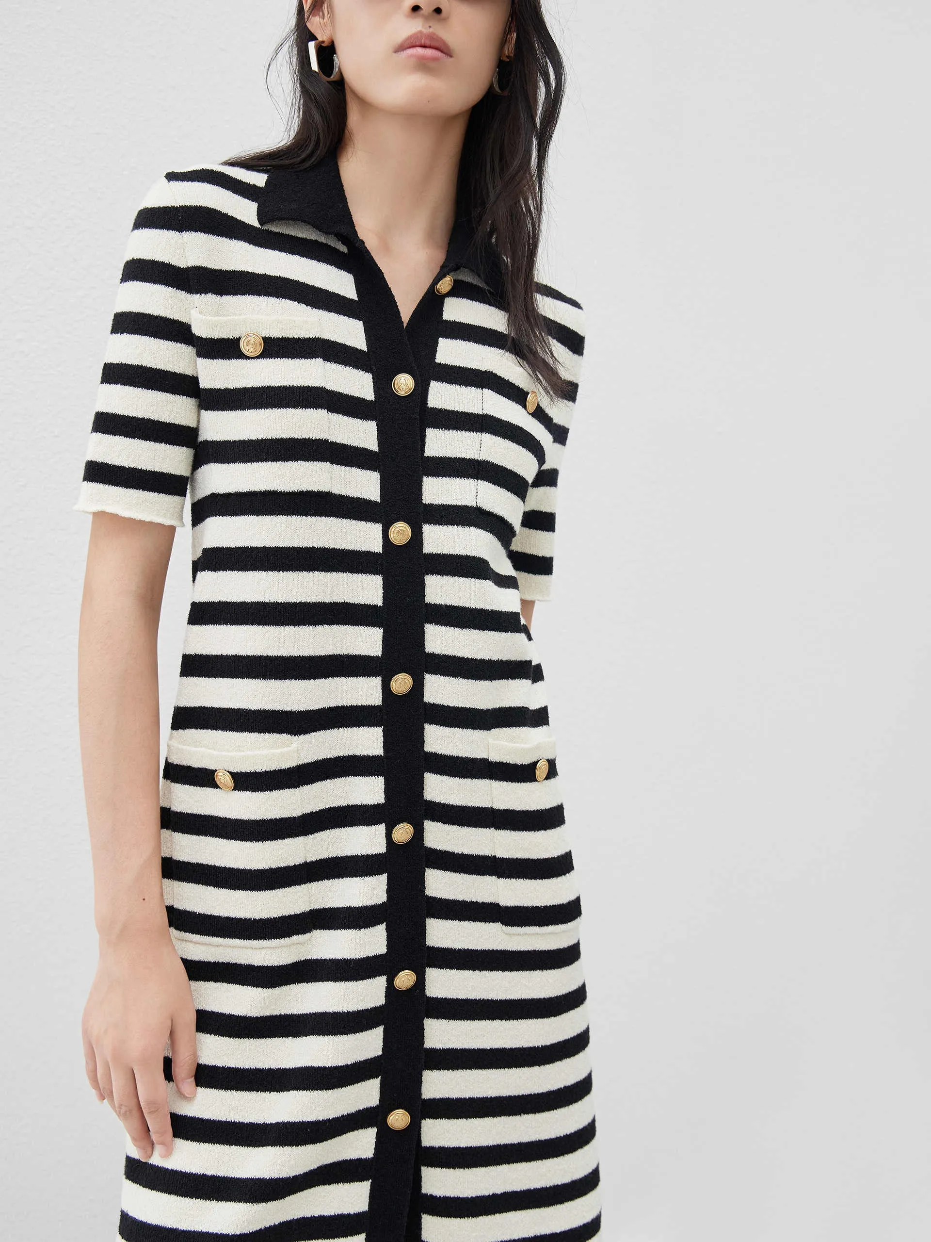 Wool Blend Striped Dress
