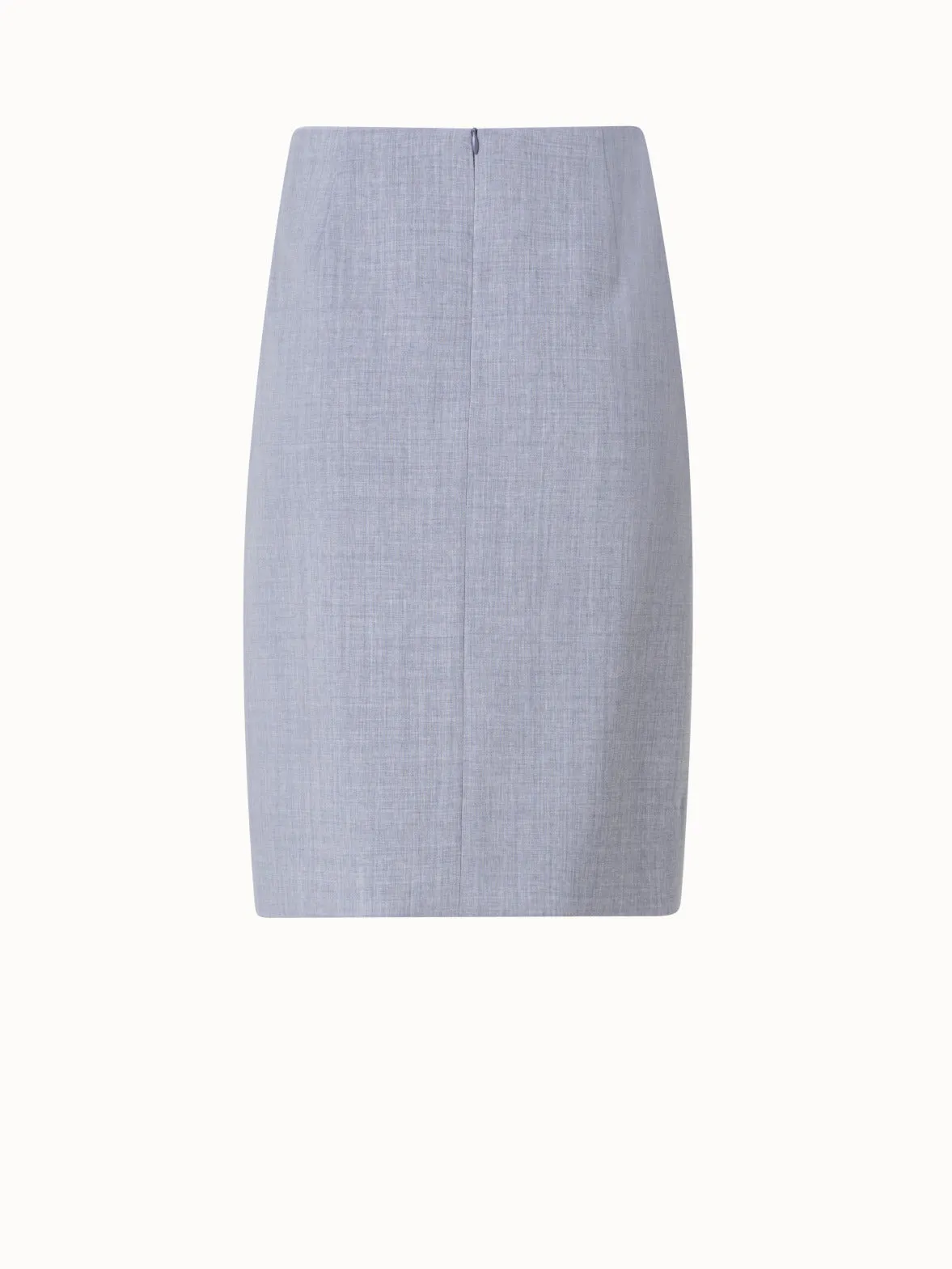 Wool Double-Face Pencil Skirt with Zip Pockets
