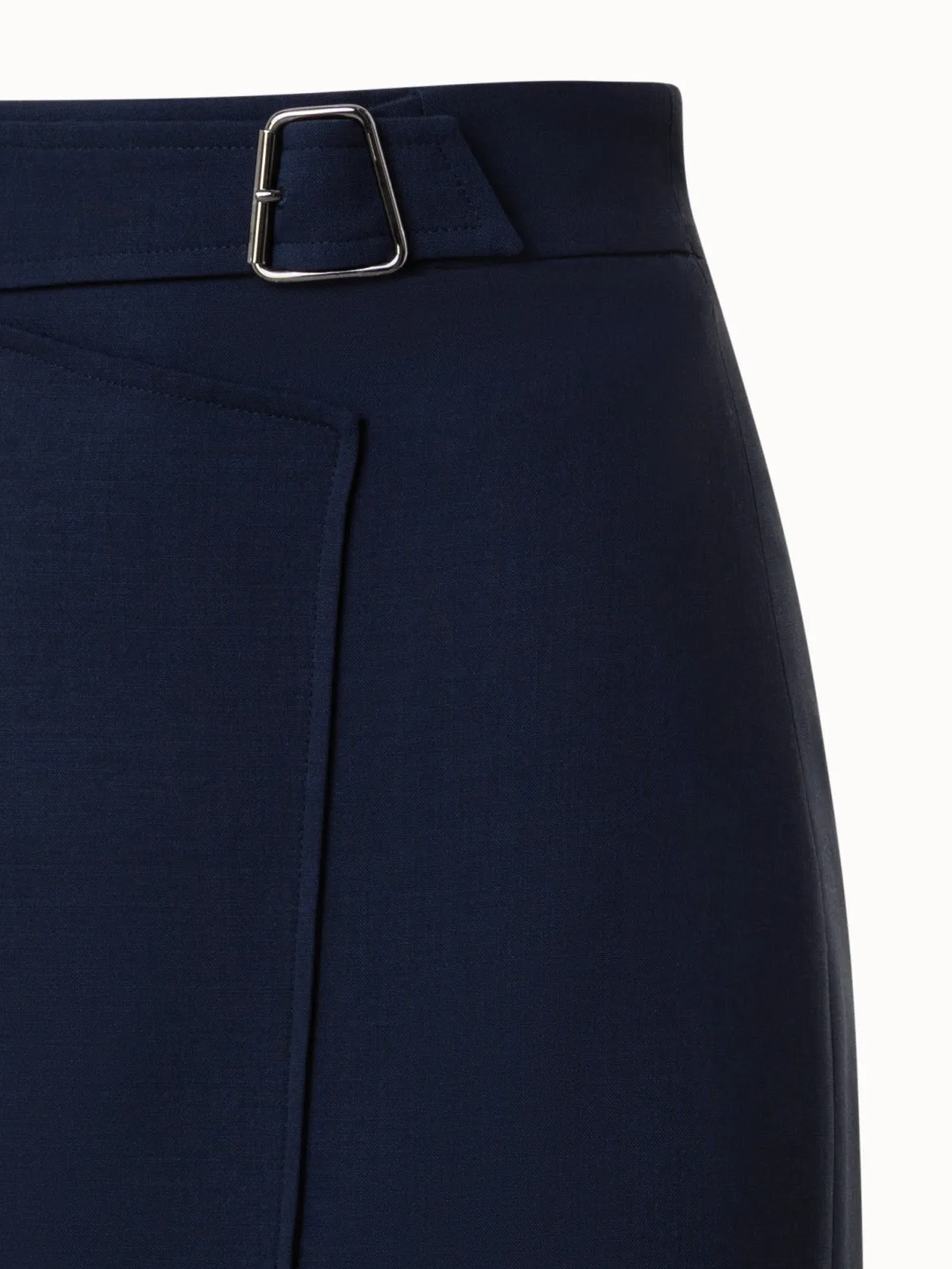 Wool Double-Face Wrap Effect Pencil Skirt