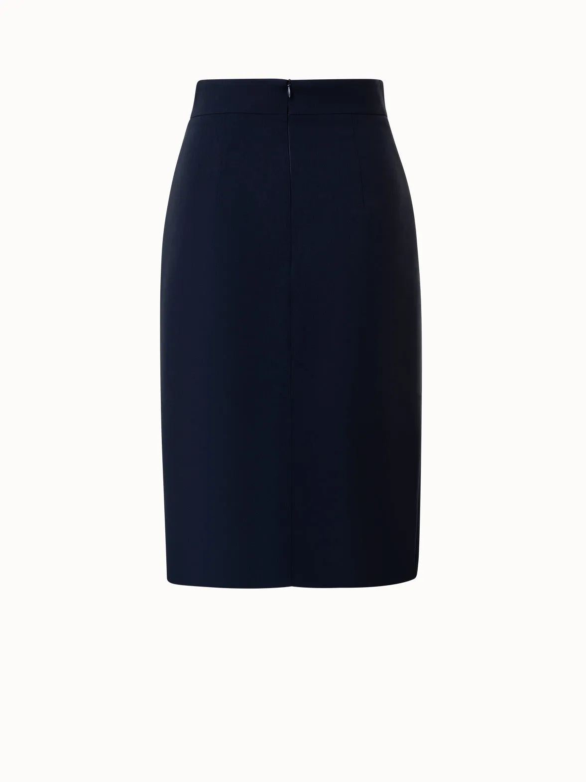 Wool Double-Face Wrap Effect Pencil Skirt