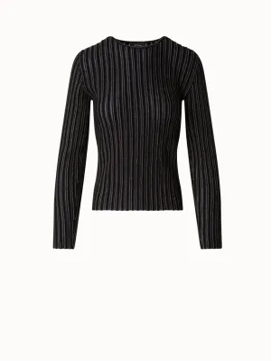 Wool Silk Rib and Lurex Striped Sweater