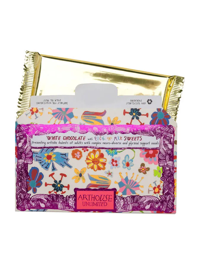 Yellow Daffodil White Chocolate Bar with Pick 'n' Mix Sweets