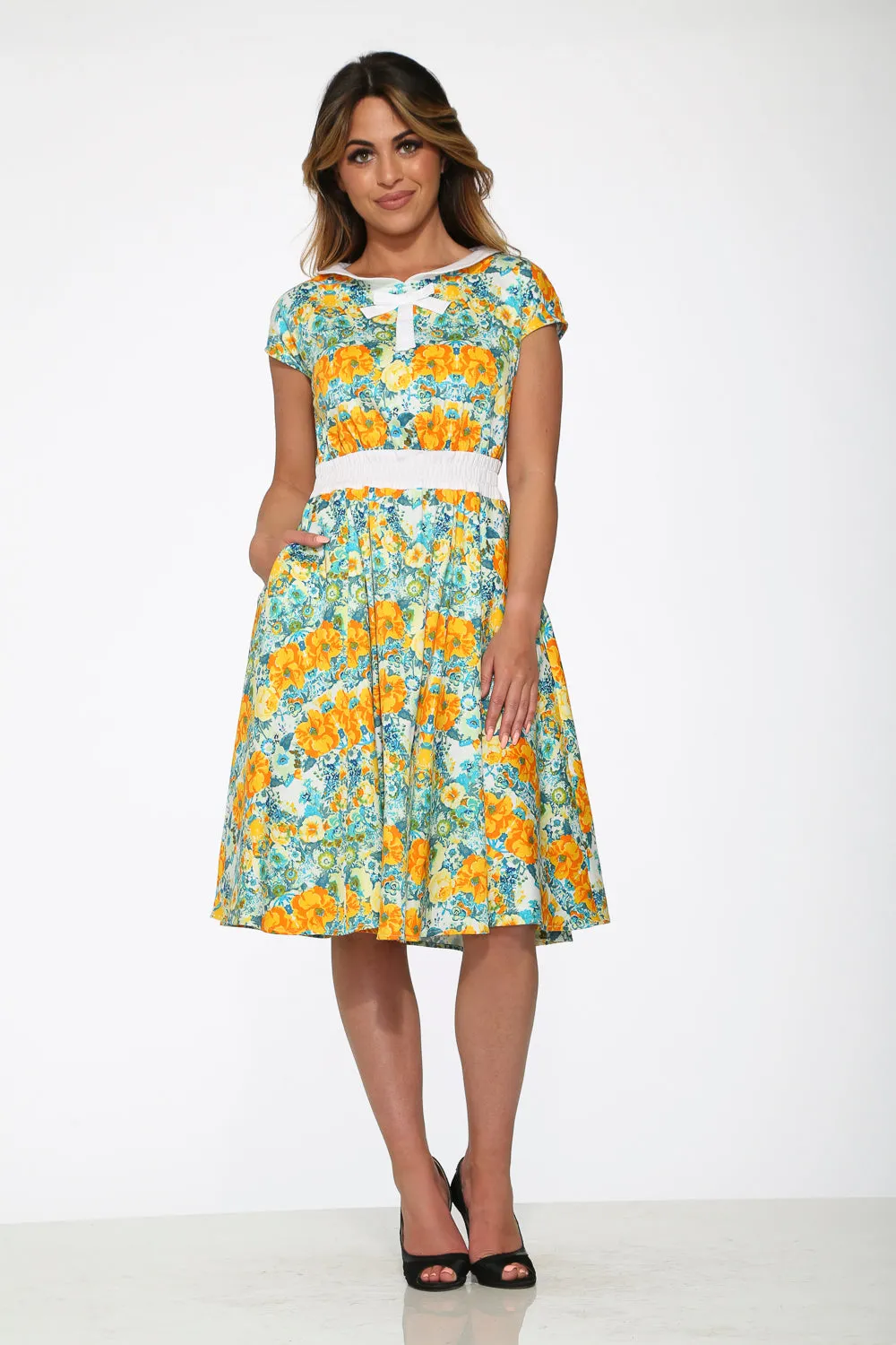 Yellow Floral Swing Dress
