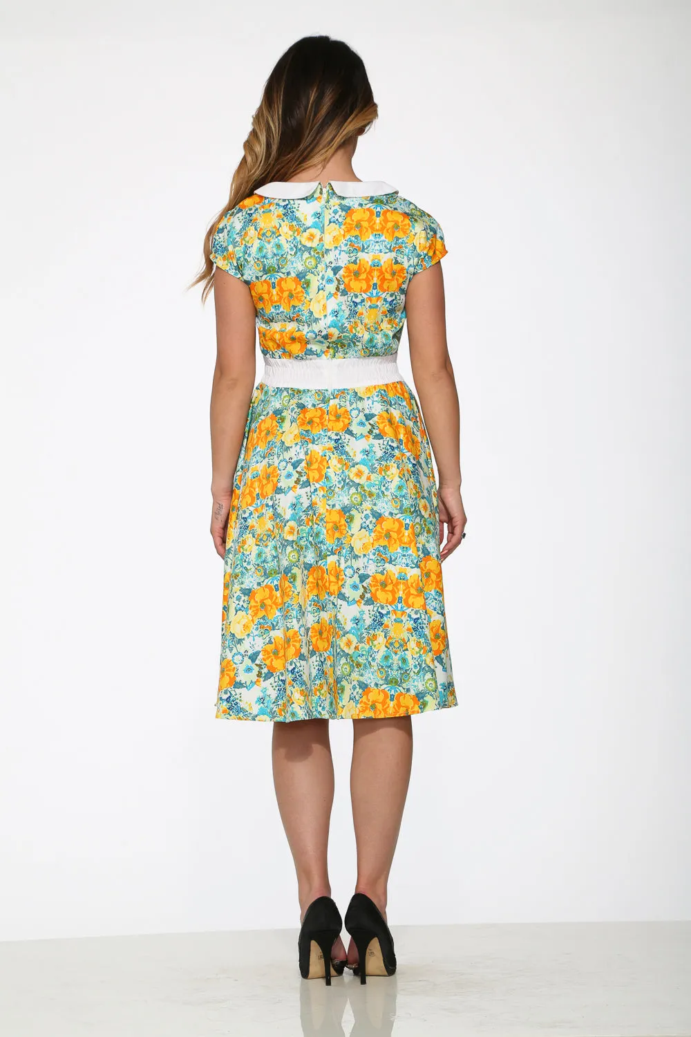 Yellow Floral Swing Dress