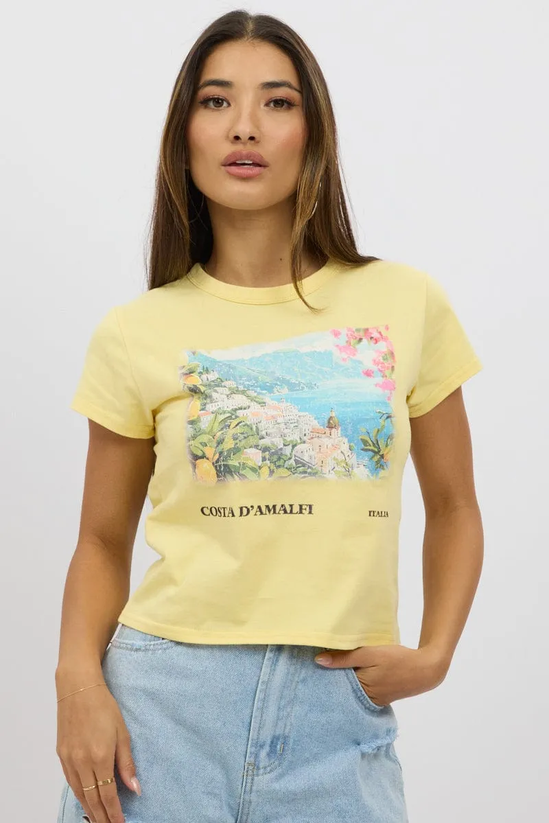 Yellow Graphic Tee Short Sleeve