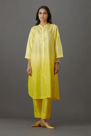 Yellow Silk Embroidered Kurta & Pant Set